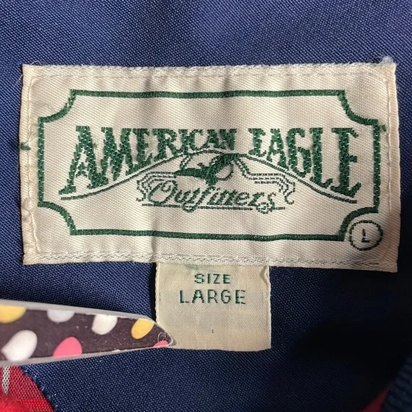 Vintage 70s 80s American Eagle Outfitters Blue Plaid Bomber Jacket Size Large - Picture 7 of 8